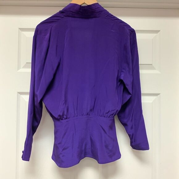 Vintage Mark Shale Purple Silk Blouse sz 8 - Picture 4 of 4